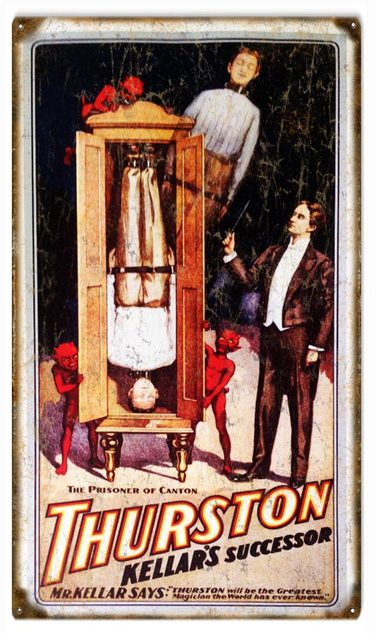 Thurston Kellars Successor Magician Vintage Style Metal Sign 8 x 14