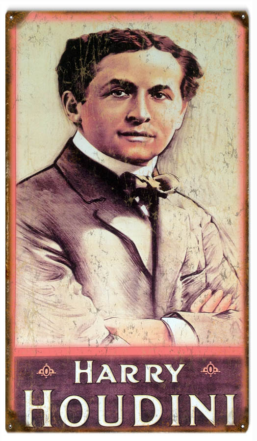 Harry Houdini Magician Vintage Style Metal Sign 8 x 14