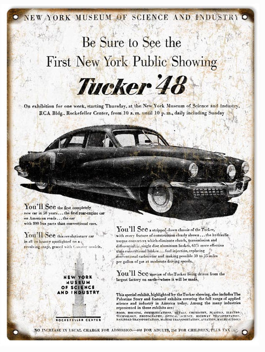 Tucker 48 Automobile Vintage Style Metal Sign 9 x 12