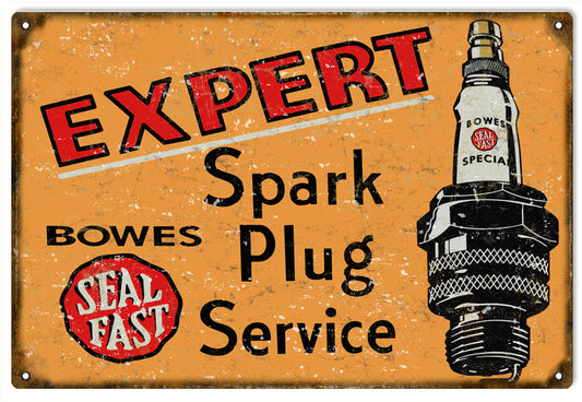 Bowes Spark Plug Vintage Style Metal Sign 12 x 18