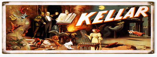 Kellar The Magician Vintage Style Metal Sign 6 × 18