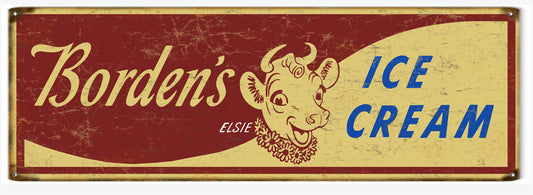 Bordens Ice Cream Vintage Style Metal Sign 6 × 18