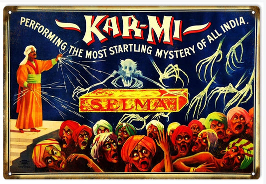 Kar Mi Magician Vintage Style Metal Sign 12 x 18