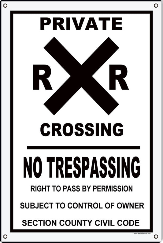 Private Railroad Crossing Vintage Style Metal Sign 12 x 18