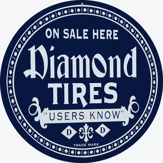 Diamond Tires Vintage Style Metal Sign 14 x 14