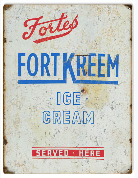 Fortes Fort Kreem Ice Cream Served Here Vintage Style Metal Sign 9 x 12