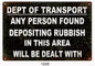 Dept of Transport Warning 12×18