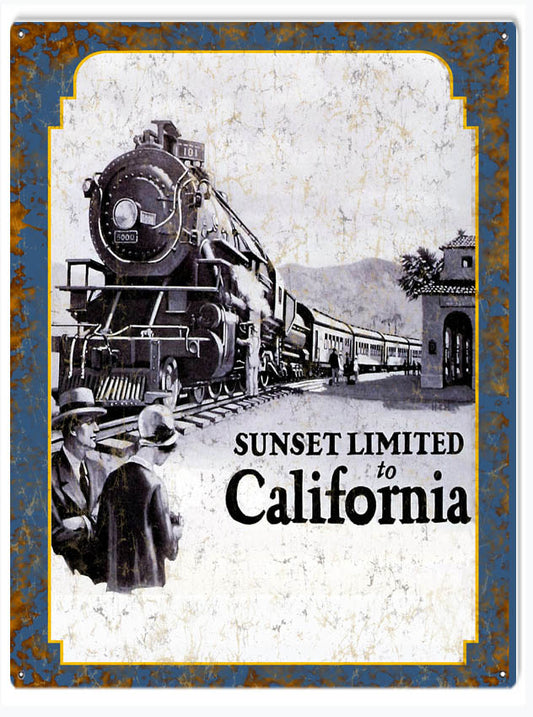 Sunset Limited Railroad Vintage Style Metal Sign 9 × 12