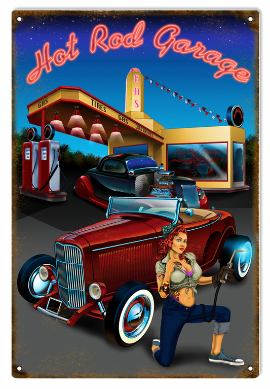 Custom Hot Rod Garage Vintage Style Metal Sign