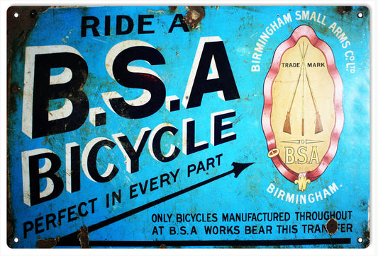 Ride A BSA Bicycle Perfect In Every Part Vintage Style Metal Sign 12 × 18