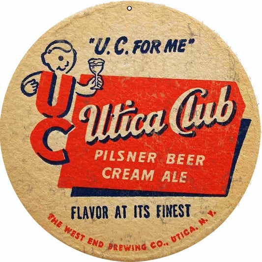 Utica Club Pilsner Beert Vintage Style Metal Sign 14 x 14