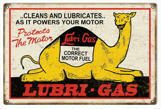 Lubri Gas The Correct Motor Fuel Vintage Style Metal Sign 12 x 18