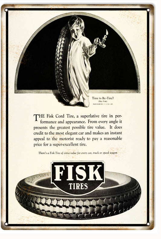 The Fisk Cord Tire Vintage Style Metal Sign 12 x 18