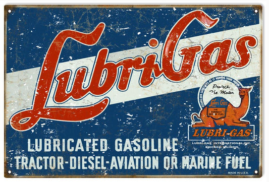 Lubri Gas Vintage Style Metal Sign 12 x 18