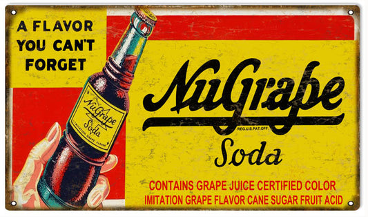 Nugrape Soda Vintage Style Metal Sign 8 × 14