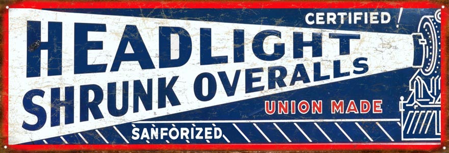 Headlight Shrunk Overalls Union Made 6″x18″