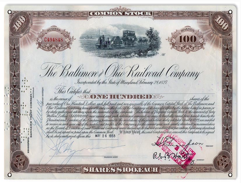 Baltimore And Ohio Railroad Stock 9×12