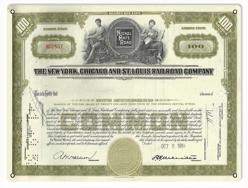 New York Chicago Railroad Co. Stock 9×12