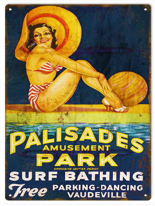Palisades Amusement Park Vintage Style Metal Sign 9 × 12