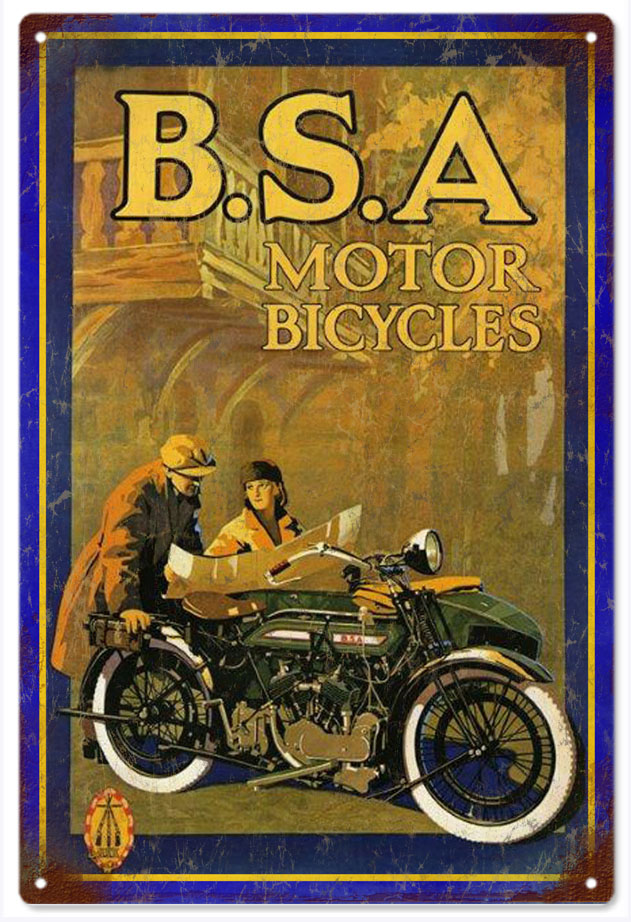 B.S.A. Motor Bicycle Motorcycle 12×18