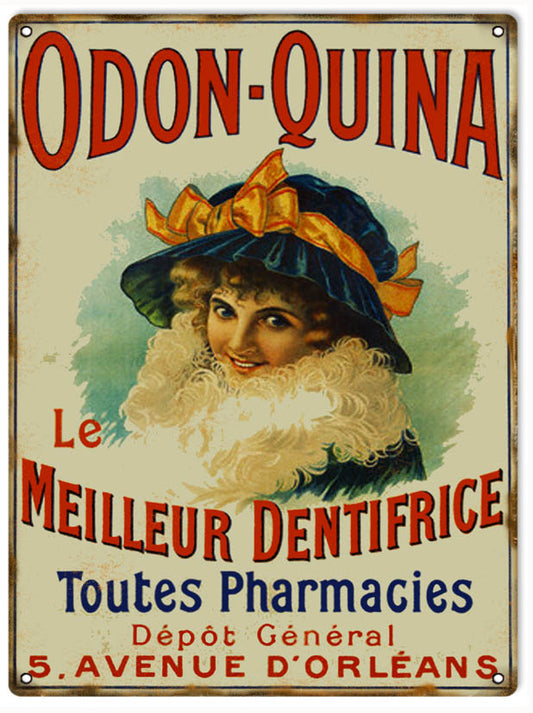 Odon Quina Pharmacy Vintage Style Metal Sign 9 × 12