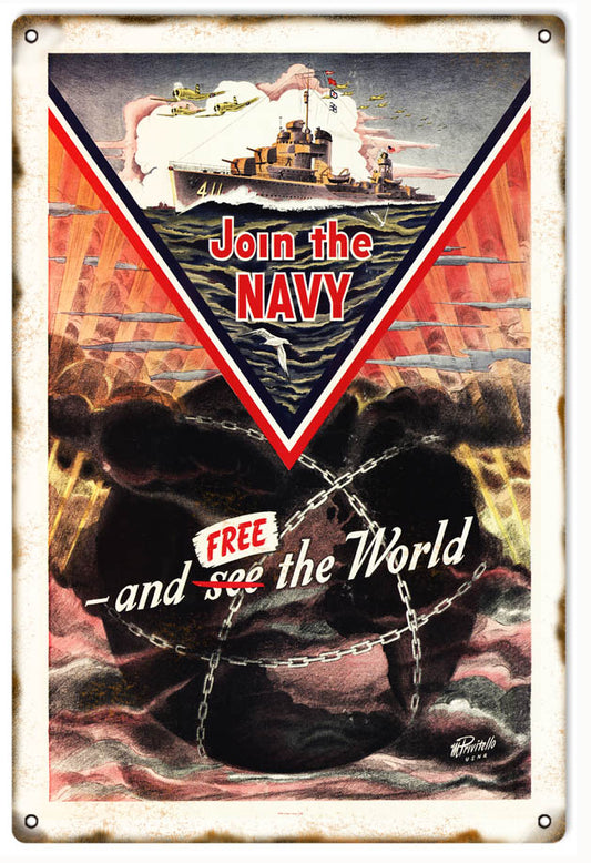 Join The Navy Military Vintage Style Metal Sign 12 x 18