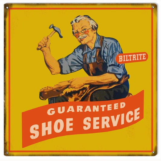 Biltaite Guaranteed Shoe Service Vintage Style Metal Sign 12 × 12