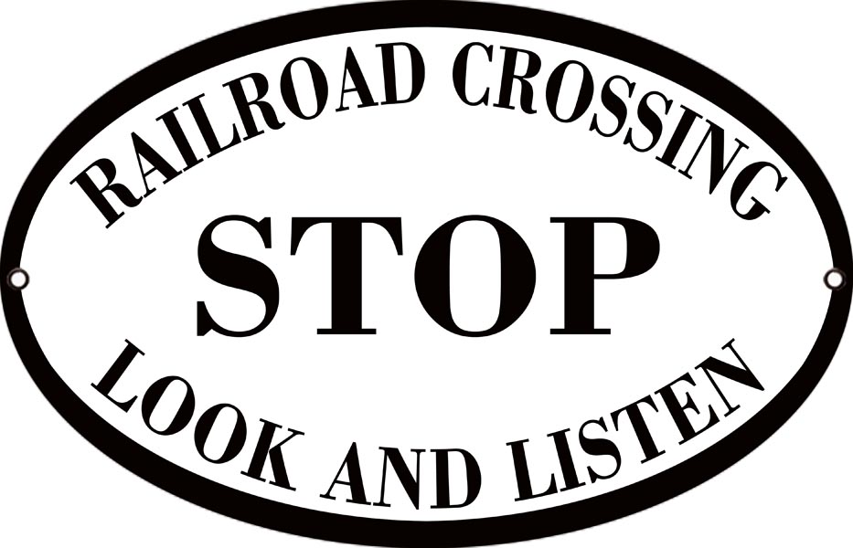 Railroad Crossing Stop Look And Listen 9x14