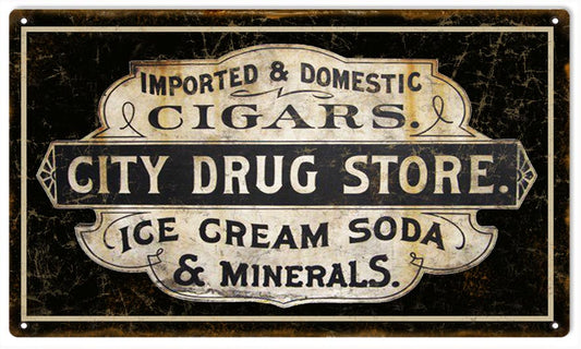City Drug Store Vintage Style Metal Sign 8 × 14