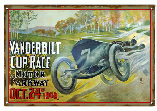 Vanderbilt Cup Race Vintage Style Metal Sign 12 x 18