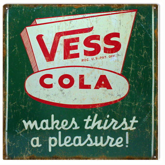 Vess Cola Vintage Style Metal Sign 12 × 12