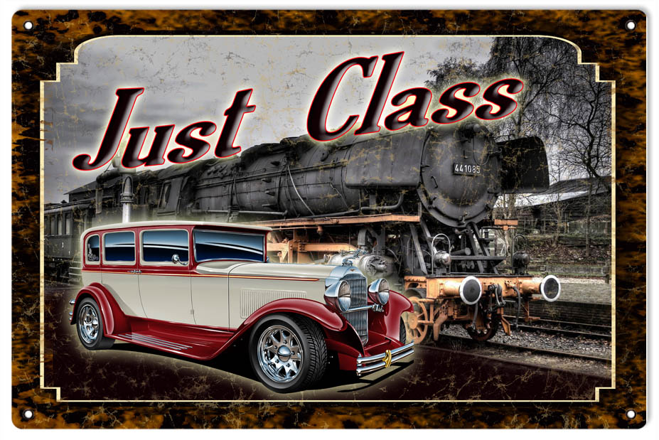 Classic Hot Rod And Railroad 12x18