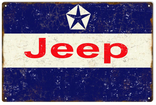 Jeep Logo Vintage Style Metal Sign 12 x 18
