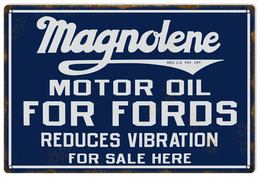 Magnolene Ford Motor Oil Vintage Style Metal Sign 12 x 18