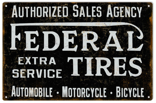 Federal Tires Sales Agency Vintage Style Metal Sign 12 x 18