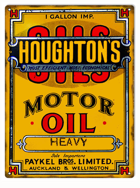 Houghtons Motor Oil Vintage Style Metal Sign 9 × 12