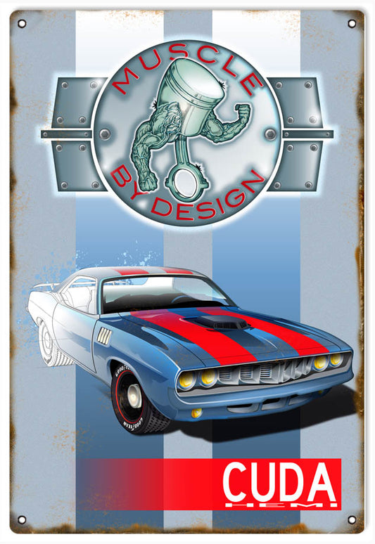 Cuda Hemi Automobile Vintage Style Metal Sign 12 x 18