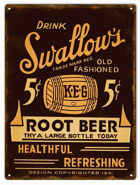 Swallows Root Beer Vintage Style Metal Sign 9 × 12