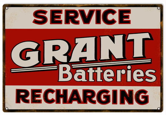 Grant Batteries Vintage Style Metal Sign 12 x 18