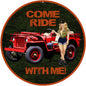Red Ride With Me Jeep Pin Up Girl 14 x 14