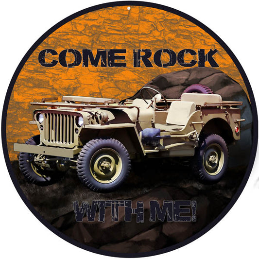Orange Rock With Me Jeep Vintage Style Metal Sign 14 x 14