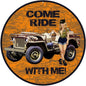 Orange Ride With Me Jeep Pin Up Girl 14 x 14