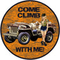Orange Climb With Me Jeep Pin Up Girl 14 x 14