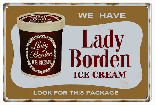 Lady Borden Ice Cream Vintage Style Metal Sign 12 x 18