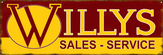 Willys Sales Service Vintage Style Metal Sign 6 × 18