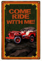 Red Come Ride With Me Jeep 12x18