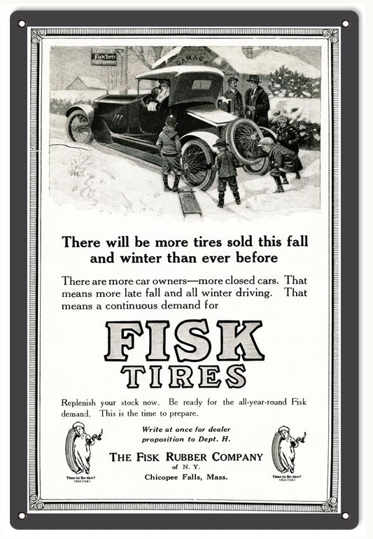 Fisk Tires Vintage Style Metal Sign 12 x 18