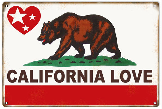 California Love Vintage Style Metal Sign 12 x 18