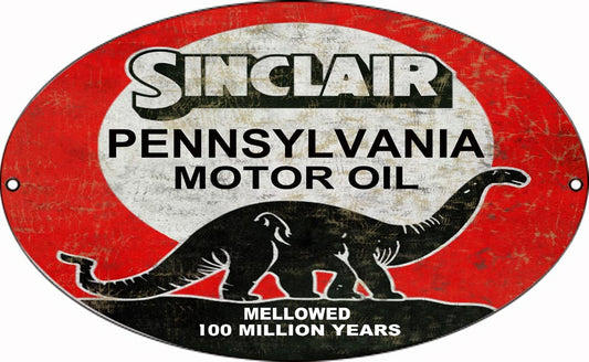 Sinclair Mellowed Motor Oil Vintage Style Metal Sign 11 × 18
