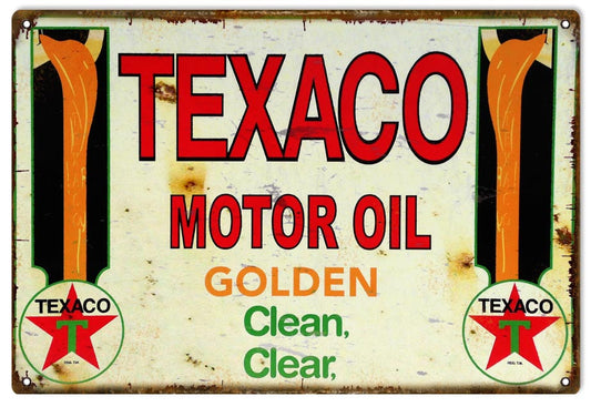 Texaco Clean Clear Vintage Style Metal Sign 16 × 24